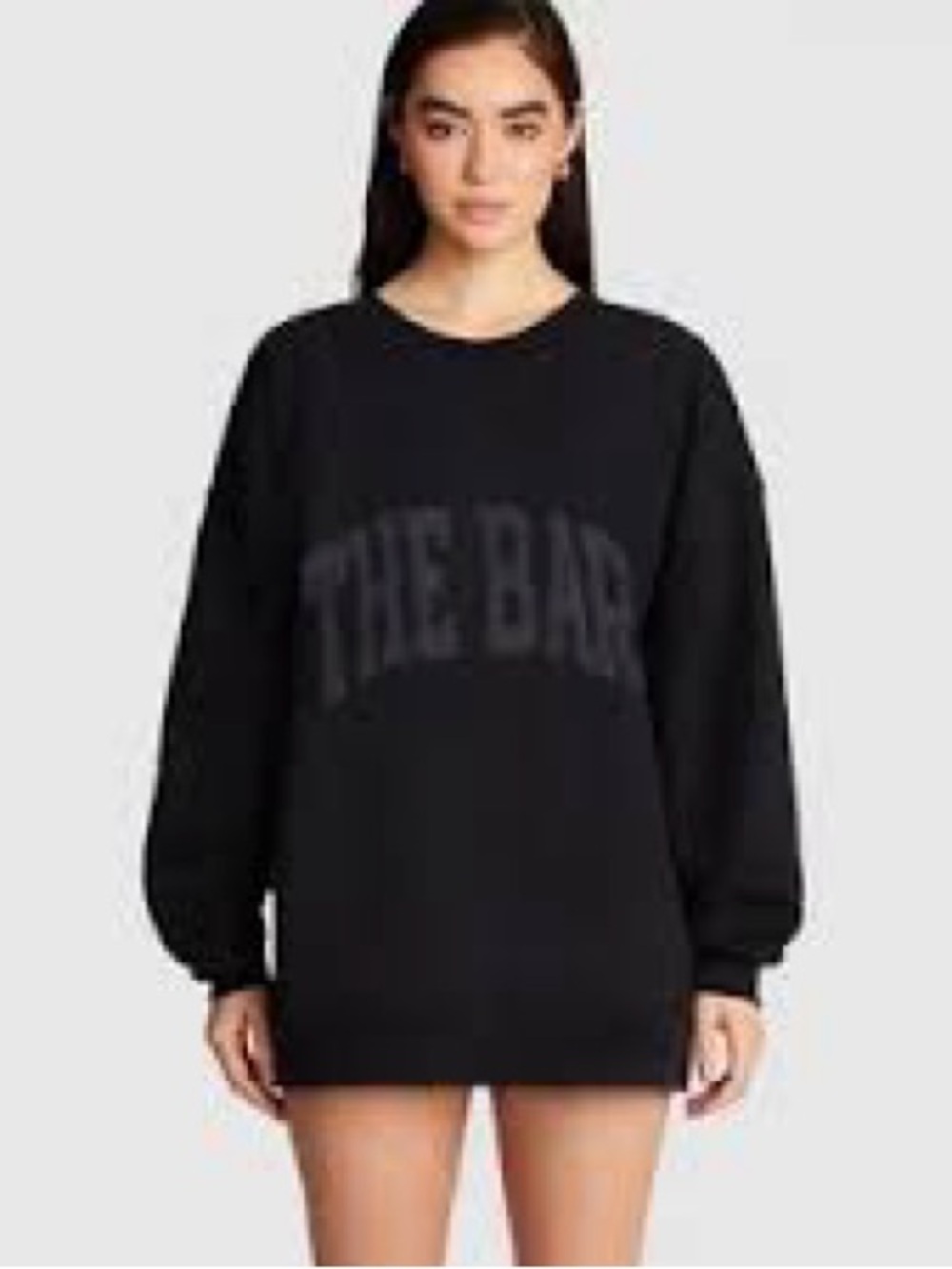 THE BAR Varsity Pullover Crewneck Sweatshirt Black White Womens Size XL